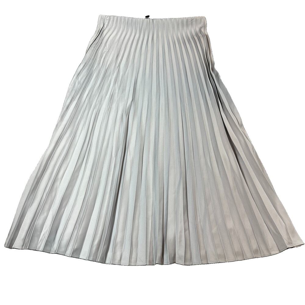 J. Crew Gwyneth Pleated Slip Skirt in Silver Women’s Midi Satin Skirt Sz S